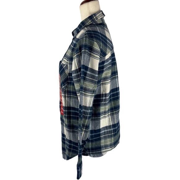 GAP RELAXED FIT AMELIA PLAID‎ BUTTON UP FLANNEL IN SEA SPRAY NWT WOMEN'S SIZE XS - Picture 6 of 14